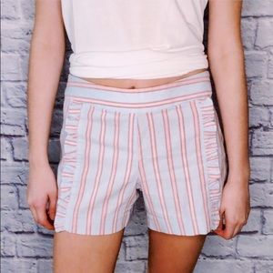 Loft Striped Ruffled Light Blue Shorts